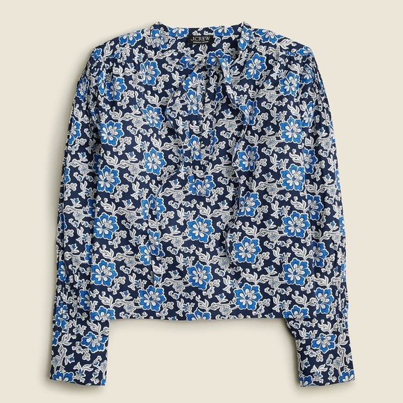 J. Crew Tops - J. Crew V-neck Tie Top In Floral Cotton-blend Dobby For Women  XL